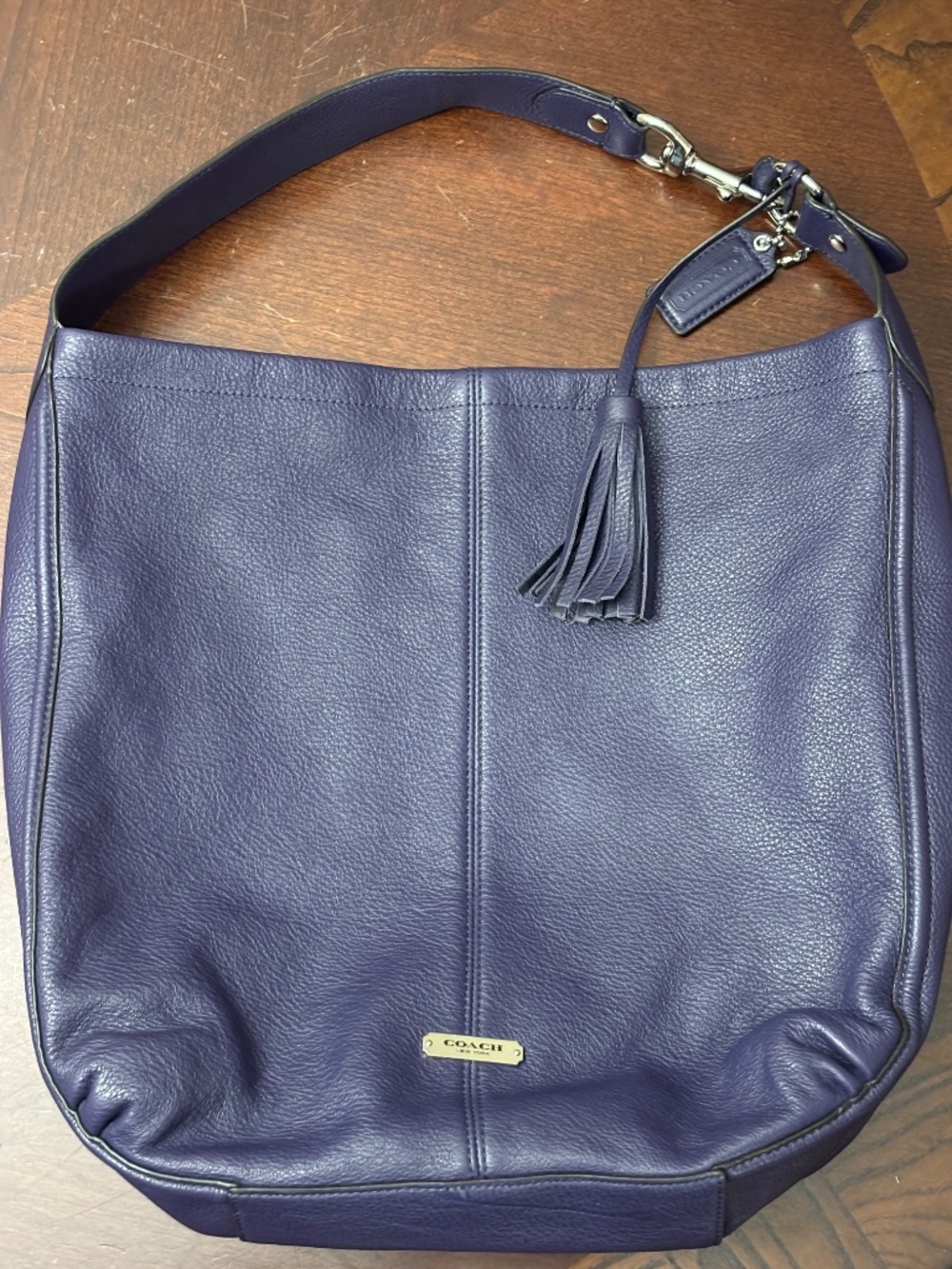 Coach Avery Pebbled Leather Shoulder Tote Hobo Satchel Bag #F23309 Purple - Picture 4 of 12